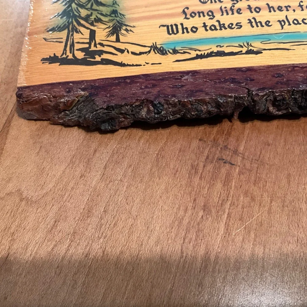 Vintage Mother Poem Live Edge Wood Plaque Virginia Beach VA‎ Souvenir Wall Decor